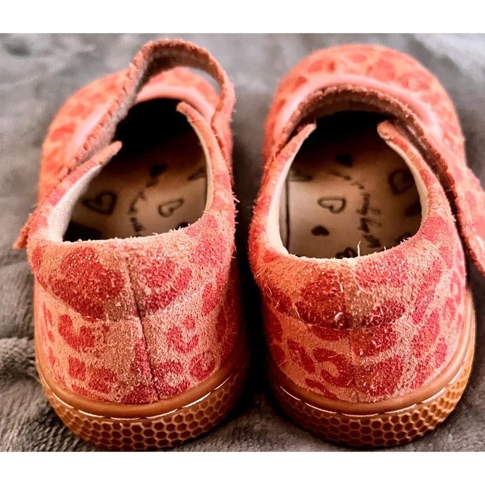 Livie‎ & Luca Pink Leopard Print Suede Mary Jane Shoes Toddler Size 12M Glitter